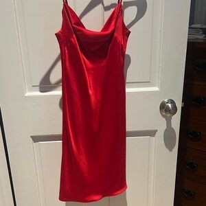 EXPRESS Red Slip Dress Cowl Neck